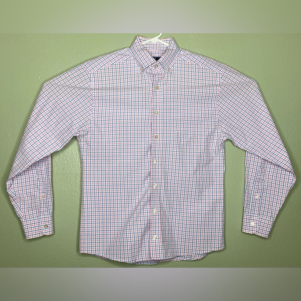Vineyard Vines Mens Small Classic Murray White Blue Pink Plaid Button Down Shirt